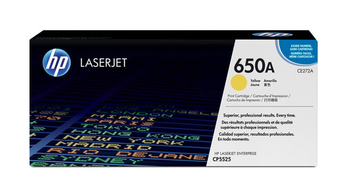 HP 650A Color LaserJet CP5525 Yellow Print Toner Cartridge Prints Approximately 15 000 PGS Using the  ISO/IEC 19798 Yiel - TAR - CE272A-TAR