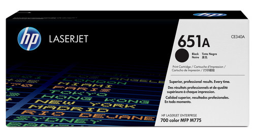 HP 651A LaseJet Enterprise 700 Color MFP M775 Series Black Print Toner Cartridge - TAR - CE340A HP 651A LaseJet Enterprise 700 Color MFP M775 Series Black Print Toner Cartridge - TAR - CE340A