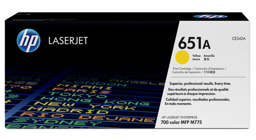 HP 651A LaserJet Enterprise 700 Color MFP M775 Series Yellow Print Toner Catridge - TAR - CE342A-TAR