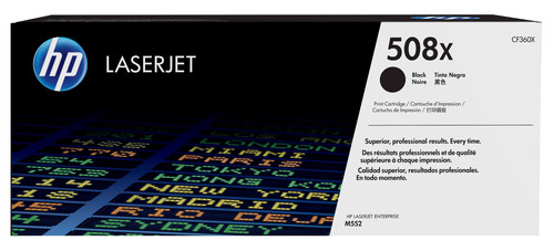 HP 508X Black LaserJet Enterprise M552/M553 Toner Cartridge Cartridge Yield 12500 PGS - TAR - CF360X HP 508X Black LaserJet Enterprise M552/M553 Toner Cartridge Cartridge Yield 12500 PGS - TAR - CF360X