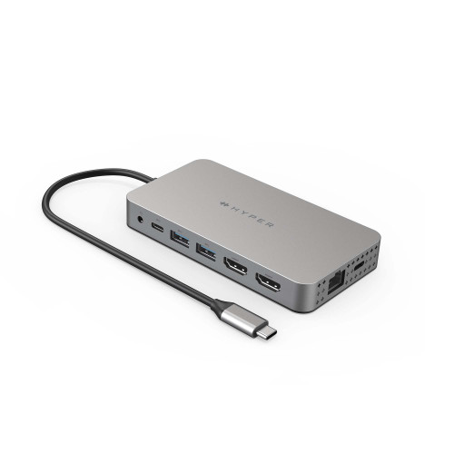 Hyper HyperDrive Dual HDMI 10-in1 Travel Dock for M1 MacBook (silicon Motion) Silver Extend Two 4K Displays, Easy Driver - TAR - HDM1H-GL Hyper HyperDrive Dual HDMI 10-in1 Travel Dock for M1 MacBook (silicon Motion) Silver Extend Two 4K Displays, Easy Driver - TAR - HDM1H-GL