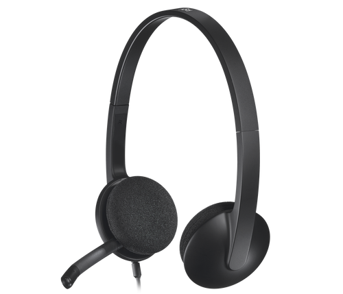 Logitech H340 USB Headset with Noise Cancelling Mic - Black. Digital USB-A audio with noise-cancelling mic. Plug-and-pla - TAR - 981-000475-TAR