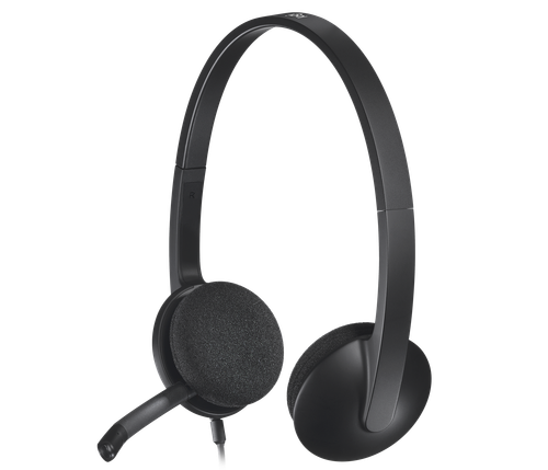 Logitech H340 USB Headset with Noise Cancelling Mic - Black. Digital USB-A audio with noise-cancelling mic. Plug-and-pla - TAR - 981-000475-TAR