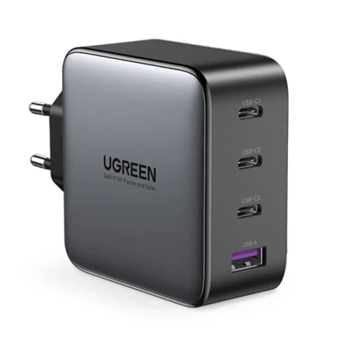 Ugreen 4 Port GaN PD Home Charger - 100W Type-C port with Power Delivery 3.0. fast charge your PD compatible devices. Ma - TAR - UG-CD226-40747-TAR