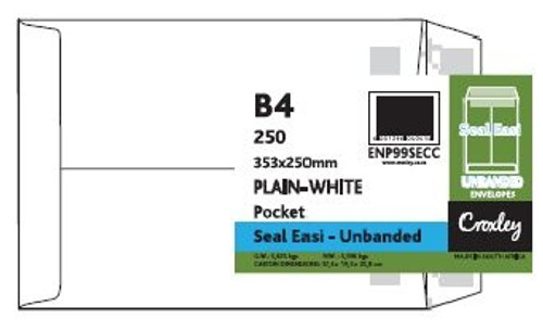CROXLEY JD99SECC B4 White Seal Easi Envelopes - Unbanded (Box of 250)-ENP99SECC