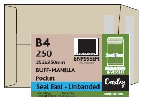 CROXLEY JD99SEM B4 Brown Seal Easi Envelopes - Unbanded (Box of 250)-ENP99SEM