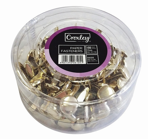 CROXLEY 38mm Paper Fasteners Pack of 100's-FAS1238