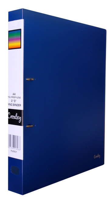 CROXLEY 2D Polypropylene Ring Binder Blue Each-FIL83104 CROXLEY 2D Polypropylene Ring Binder Blue Each-FIL83104
