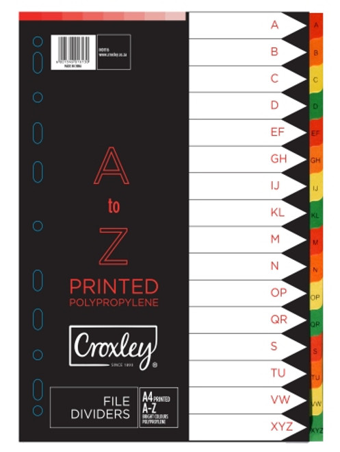 CROXLEY Indices Polypropylene - Printed A-Z 16 Divider Set-IND1116