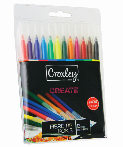 CROXLEY CREATE Fibre Tip Marker (Wallet of 12 Assorted Colours)-MAR1229