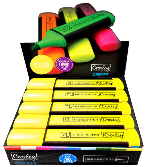 CROXLEY CREATE Yellow Highlighters Box of 10-MAR1342