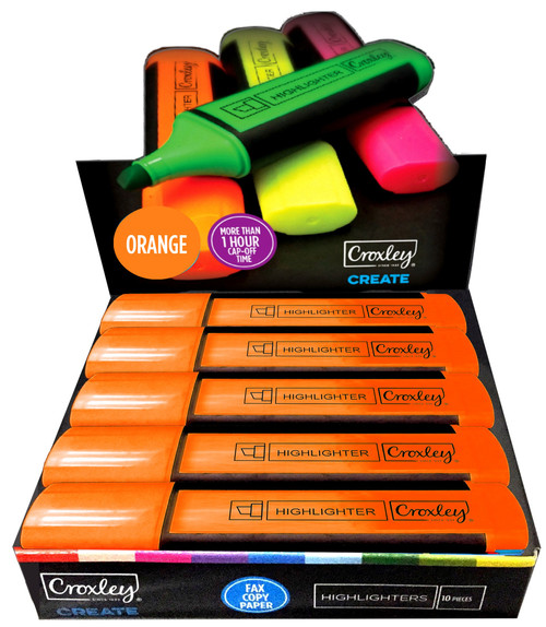 CROXLEY CREATE Orange Highlighters Box of 10-MAR1343 CROXLEY CREATE Orange Highlighters Box of 10-MAR1343