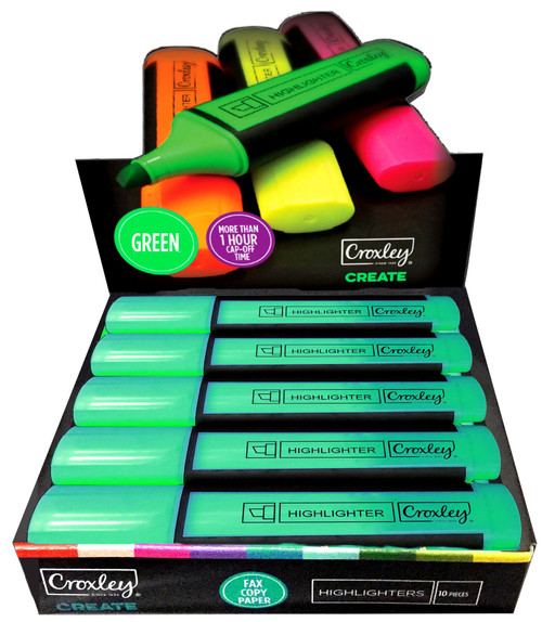 CROXLEY CREATE Green Highlighters Box of 10-MAR1344 CROXLEY CREATE Green Highlighters Box of 10-MAR1344