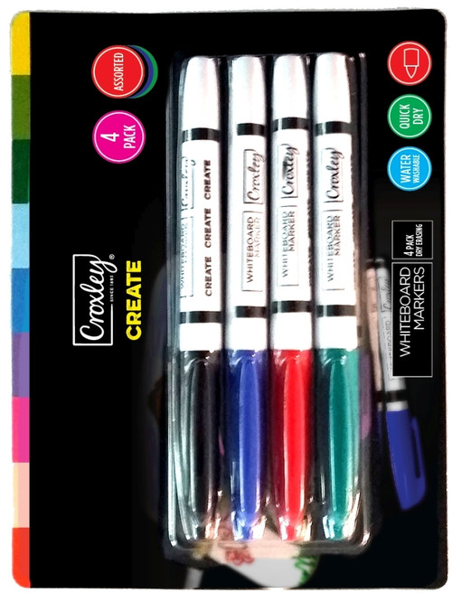 CROXLEY CREATE Whiteboard Markers Pack of 4 Assorted Colours-MAR1450 CROXLEY CREATE Whiteboard Markers Pack of 4 Assorted Colours-MAR1450
