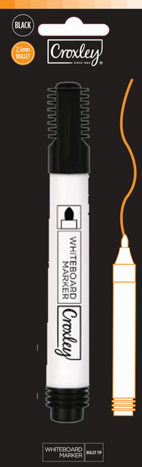 CROXLEY White Board Marker - Black Bullet Tip (Carded)-MAR8512C