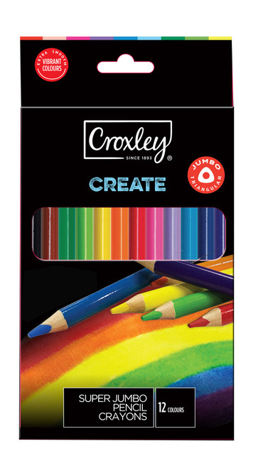 CROXLEY Super Jumbo Pencil Crayons 12S Wf New CROXLEY Super Jumbo Pencil Crayons 12S Wf New
