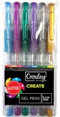 CROXLEY CREATE Glitter Gel Pens Wallet of 6 Assorted-PEN9229