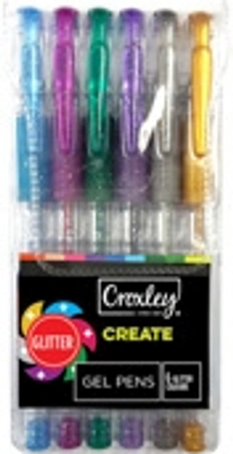 CROXLEY CREATE Glitter Gel Pens Wallet of 6 Assorted-PEN9229 CROXLEY CREATE Glitter Gel Pens Wallet of 6 Assorted-PEN9229