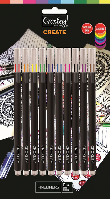 CROXLEY CREATE Fine Liners Assorted Colours pack of 10-PEN9300 CROXLEY CREATE Fine Liners Assorted Colours pack of 10-PEN9300