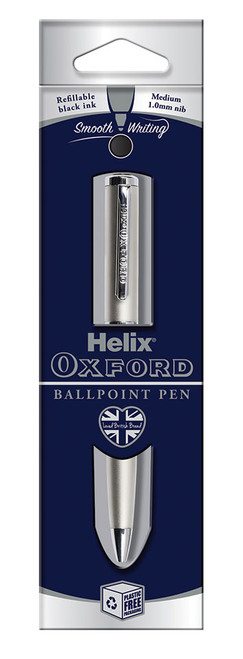 HELIX OXFORD Ballpen Medium Black Ink - Stainless Steel-H209814 HELIX OXFORD Ballpen Medium Black Ink - Stainless Steel-H209814