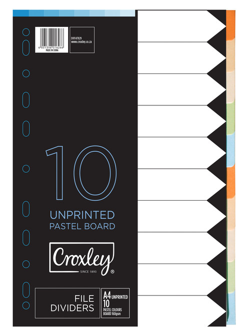 CROXLEY JD1478 160GSM Rainbow Dividers 10 Part Each-DIV147829 CROXLEY JD1478 160GSM Rainbow Dividers 10 Part Each-DIV147829