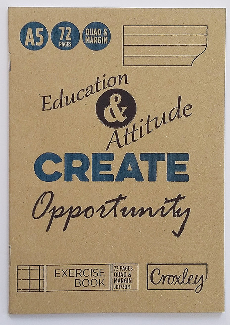 CROXLEY JD173 A5 72 Page Quad & Margin Pack of 20-EXE173QM