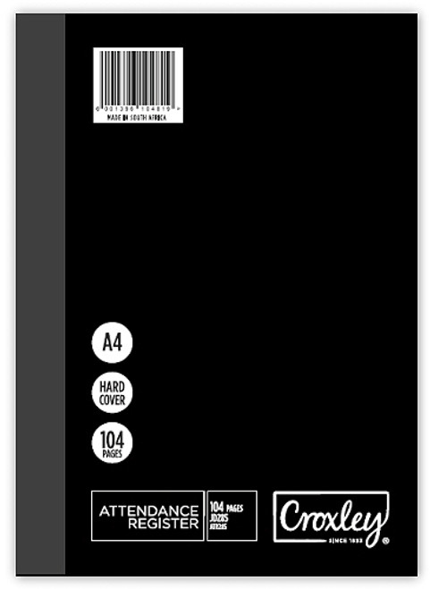 CROXLEY JD285 Attendance Register 104 Folio / Quarter Bound A4 Pack of 5-ATR285 CROXLEY JD285 Attendance Register 104 Folio / Quarter Bound A4 Pack of 5-ATR285