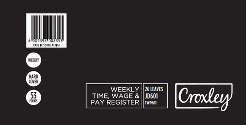 CROXLEY JD601 Time Wage & Pay Weekly 26 Leaf 52 Weeks 146x295 Pack of 5-TWP601