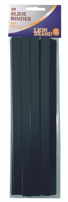 LION BRAND Slide Binder Black 15mm Pk10's LION BRAND Slide Binder Black 15mm Pk10's