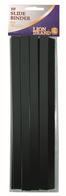LION BRAND Slide Binder - 15mm (Black) (Pack of 10)-BIN3502 LION BRAND Slide Binder - 15mm (Black) (Pack of 10)-BIN3502