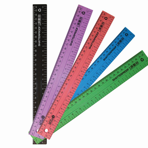 LION BRAND Ruler 30cm Ass. Shatterproof Pack of 10 Recycled-RUL5329