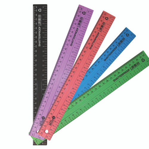 LION BRAND Ruler 30cm Ass. Shatterproof Pk10 Recycled LION BRAND Ruler 30cm Ass. Shatterproof Pk10 Recycled