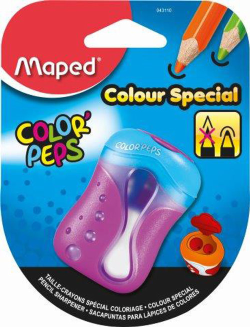 MAPED Sharpener 2 Hole Color'Peps Plastic Canister Carded MAPED Sharpener 2 Hole Color'Peps Plastic Canister Carded