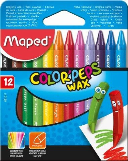 MAPED Wax Crayons Color'Peps Triangular 12's-861011 MAPED Wax Crayons Color'Peps Triangular 12's-861011
