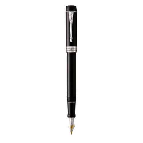 PARKER Duofold Fountain Pen - Lacquer Black Chrome Trim-NS1931366