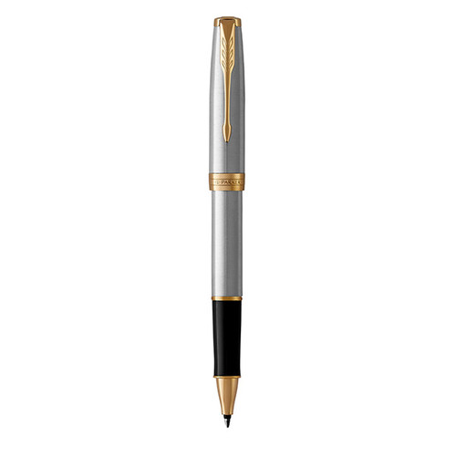 PARKER Sonnet Rollerball Pen - Stainless Steel Gold Trim-NS1931506