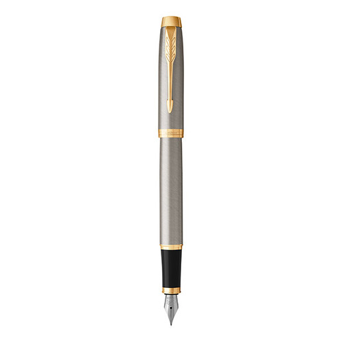 PARKER IM Fountain Pen - Brushed Metal Gold Trim-NS1931656 PARKER IM Fountain Pen - Brushed Metal Gold Trim-NS1931656