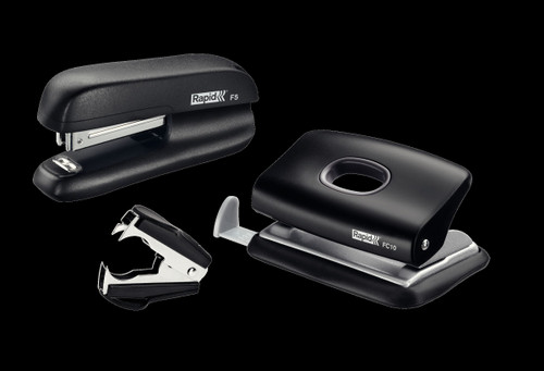 RAPID Mini Black Stapler F5 Hole Punch FC10 Blister Pack-RAP5000267