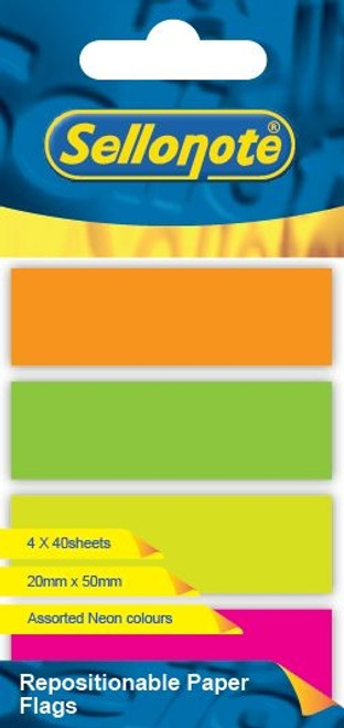SELLO-NOTE Index 50x20mm Assorted Neon Each-SN3200 SELLO-NOTE Index 50x20mm Assorted Neon Each-SN3200