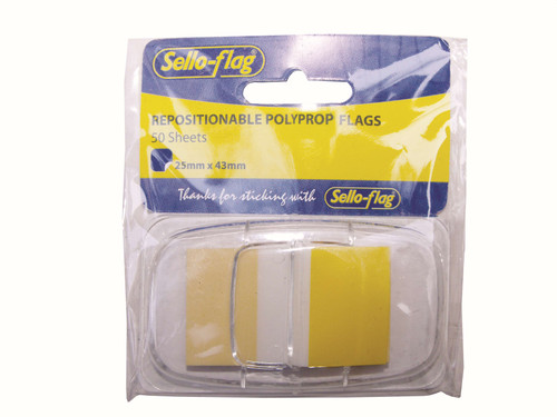 SELLO-FLAG Polypropylene Flags - 25x43mm - 50 Sheets (Yellow)-SLN254308