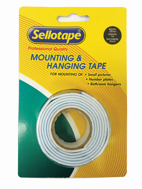 SELLOTAPE Double Sided 18mm x 2mm x 1m Mounting and Hanging Tape-TMH1821 SELLOTAPE Double Sided 18mm x 2mm x 1m Mounting and Hanging Tape-TMH1821