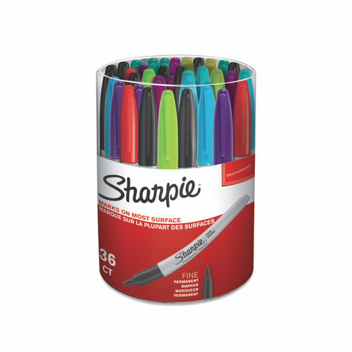 SHARPIE Fine Permanent Marker: Assorted Tub 36'S SHARPIE Fine Permanent Marker: Assorted Tub 36'S