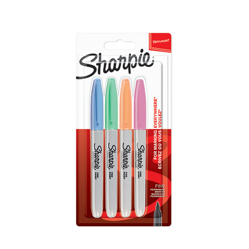 SHARPIE Fine Permanent Marker: Assorted Pastel Card 4's-NS2065402 SHARPIE Fine Permanent Marker: Assorted Pastel Card 4's-NS2065402
