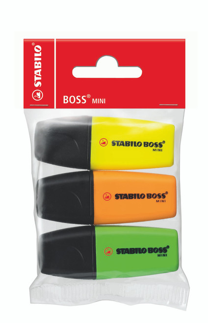 STABILO BOSS Mini Highlighter: Assorted Polybag 3's STABILO BOSS Mini Highlighter: Assorted Polybag 3's