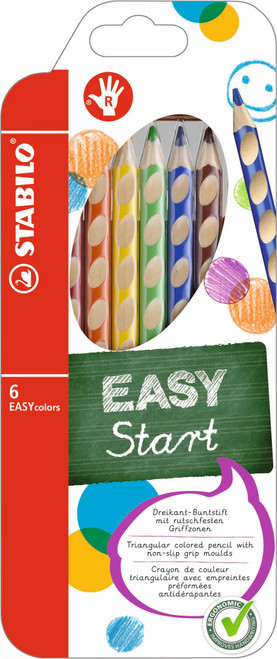 STABILO EASYcolors Ergonomic Rightt-Handers Colour Pencil Assted Box 6's-332-6