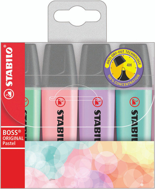 STABILO BOSS Original Highlighter: Pastel Assorted Wallet 4's STABILO BOSS Original Highlighter: Pastel Assorted Wallet 4's