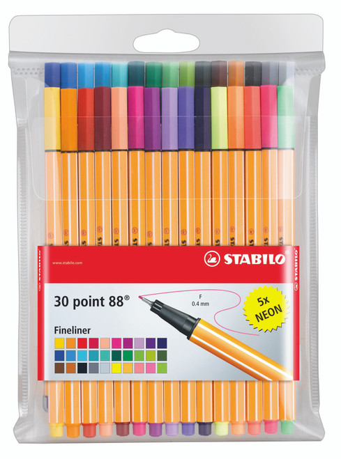 STABILO Point 88 Fineliner: Assorted Wallet 30's STABILO Point 88 Fineliner: Assorted Wallet 30's