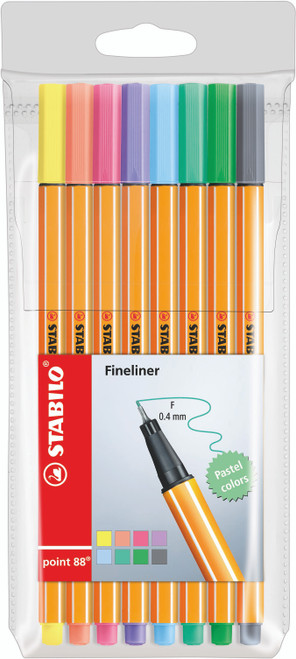 STABILO Point 88 Fineliner: Pastel Assorted Wallet 8's STABILO Point 88 Fineliner: Pastel Assorted Wallet 8's