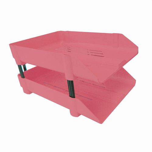 Croxley Desk Tray Pink 2 Trays & 4 Risers Set-DTP