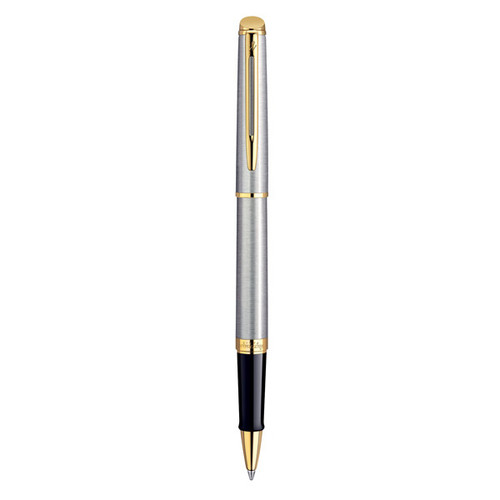 WATERMAN Hemisphere Rollerball Pen - Stainless Steel Gold Trim-NS0920350 WATERMAN Hemisphere Rollerball Pen - Stainless Steel Gold Trim-NS0920350